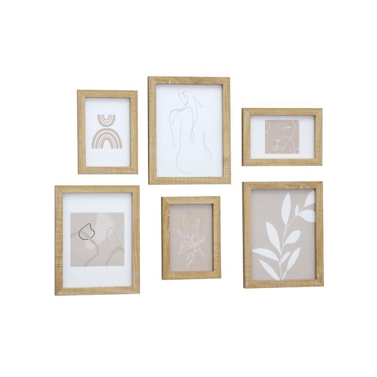 Set 6 marcos madera (3 10x15 - 3 15x20) Natural 4 10x15 + 2 13x18 + 1 24x30-0