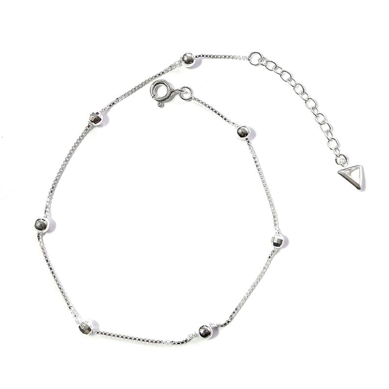 Tobillera Bolas Triangulo Circón Plata Fina 925-0