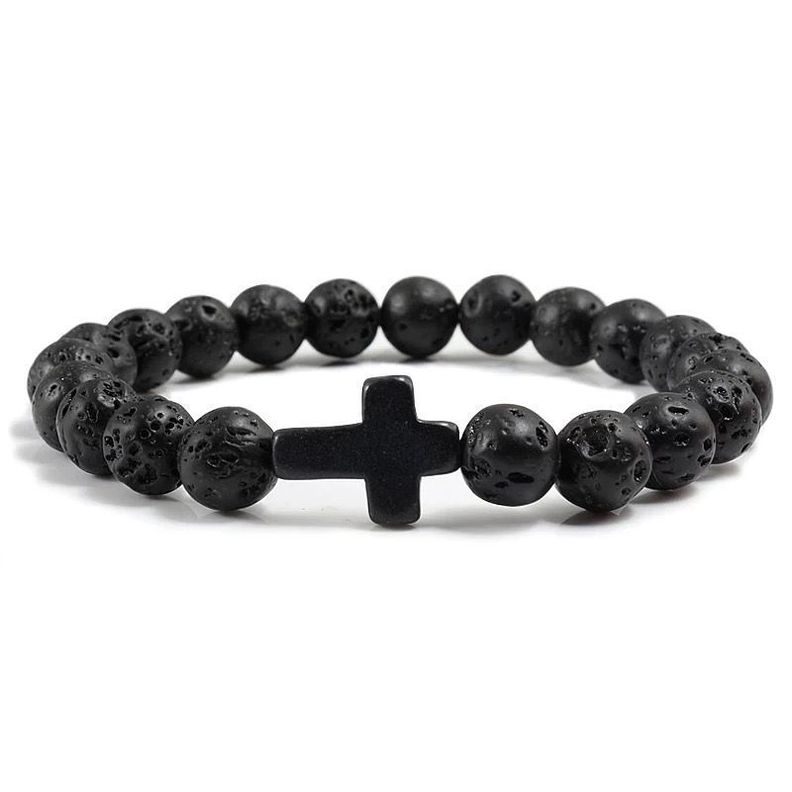 Pulsera de Piedras Con Cruz-0