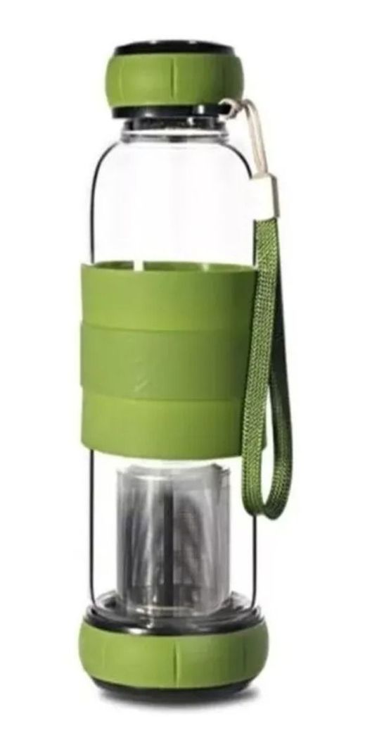 Botella De Vidrio 420 Ml Té Infusión + Funda-0