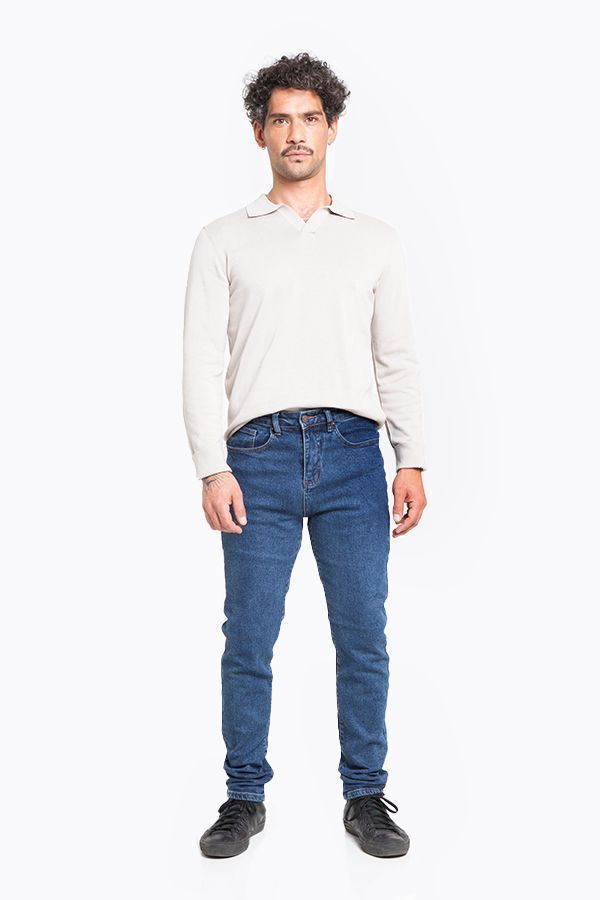 Jeans Hombre Skinny Azul Focalizado Suave-1