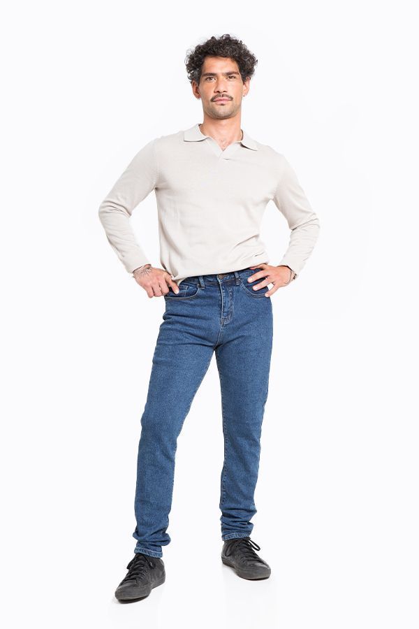 Jeans Hombre Skinny Azul Focalizado Suave-2