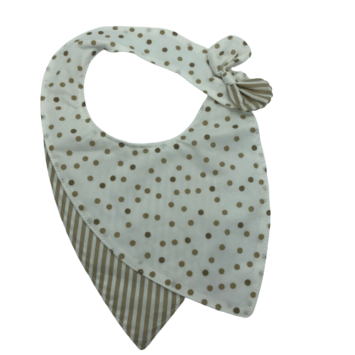 Babero de tela con lunares beige-0
