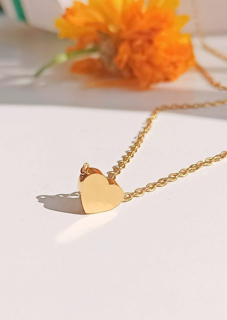 Cadena con dije Corazon Minimalista Niña Chapada En Oro 18k-3