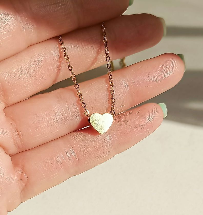 Cadena con dije Corazon Minimalista Niña Chapada En Oro 18k-5
