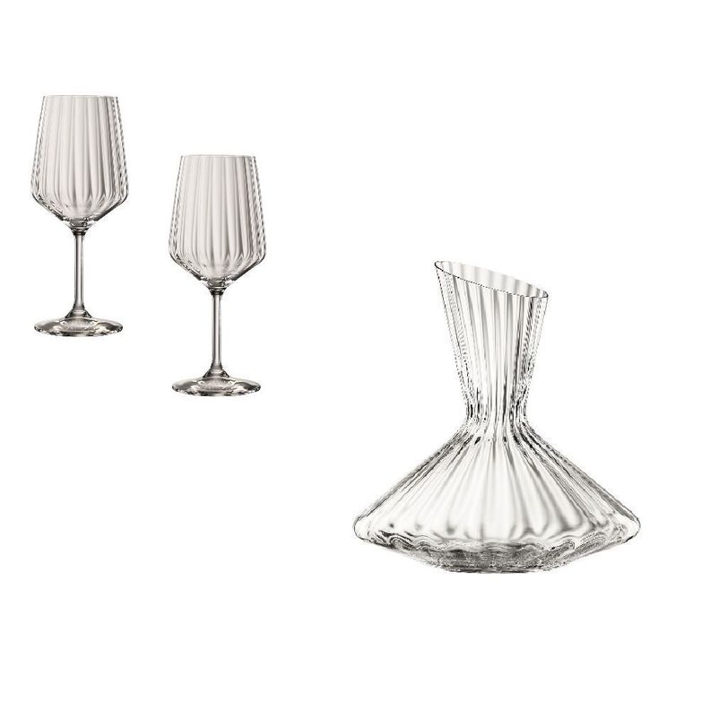 Decantador y dos copas Lifestyle Transparente