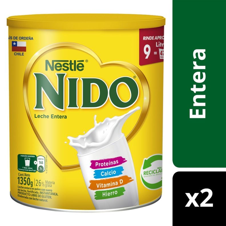 Leche en polvo Nido® Entera Tarro 1350g Pack X2-0