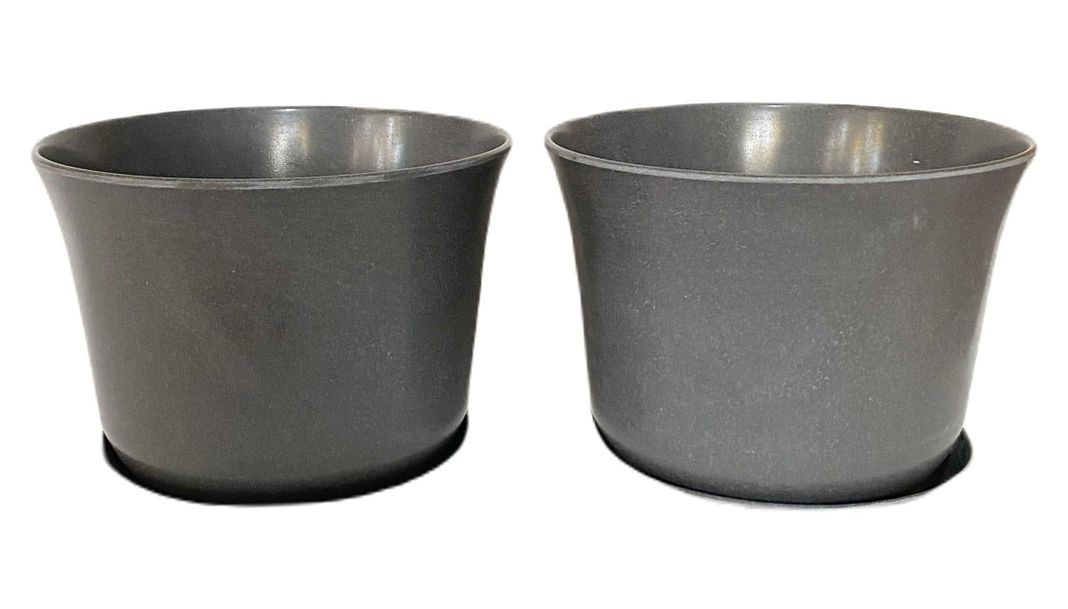 SET 2 MACETAS BIO CURVO GRIS C/PLATO 16,5X13
