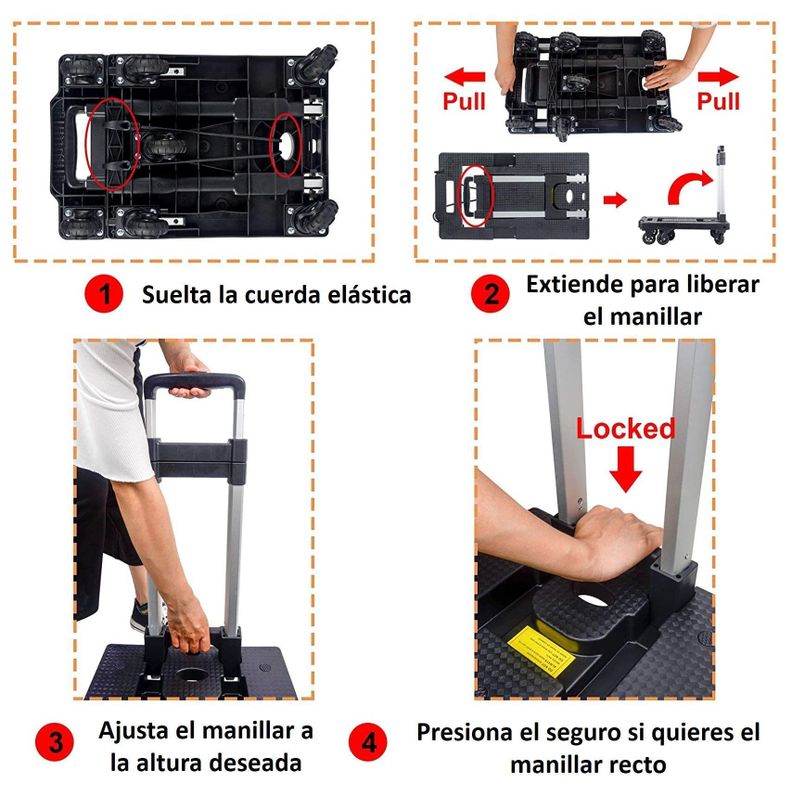 Carro Plegable De Carga Tipo Plataforma 150 Kilos 7 Ruedas Yegua-5