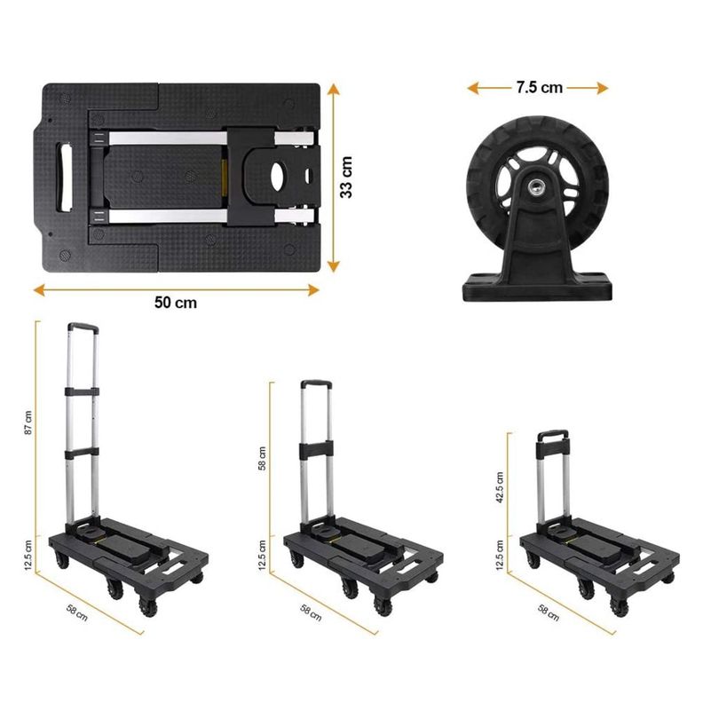 Carro Plegable De Carga Tipo Plataforma 150 Kilos 7 Ruedas Yegua-2