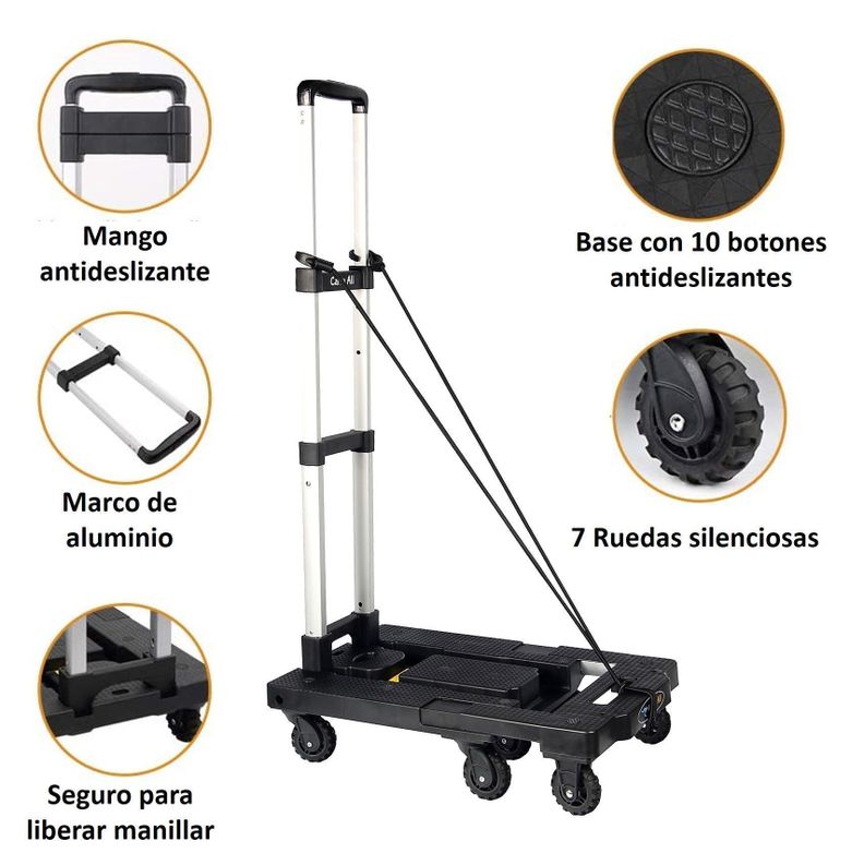 Carro Plegable De Carga Tipo Plataforma 150 Kilos 7 Ruedas Yegua-0