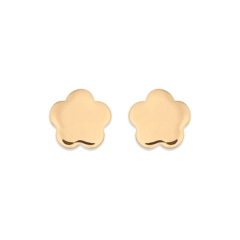 Aros Aritos Flor Plana Plata Con Baño De Oro - MABELITA-0