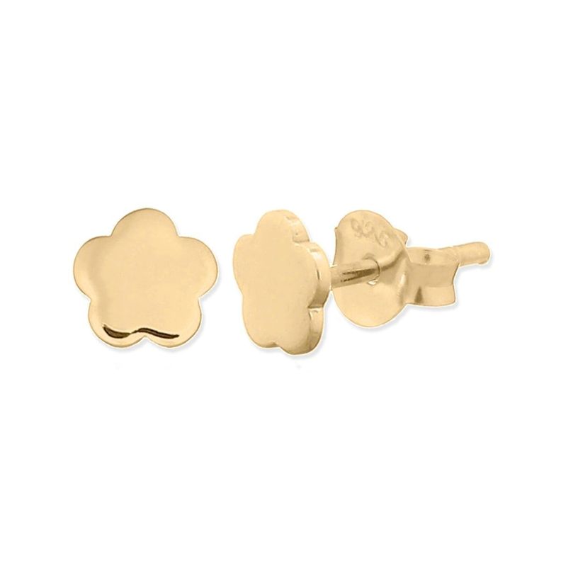 Aros Aritos Flor Plana Plata Con Baño De Oro - MABELITA-1