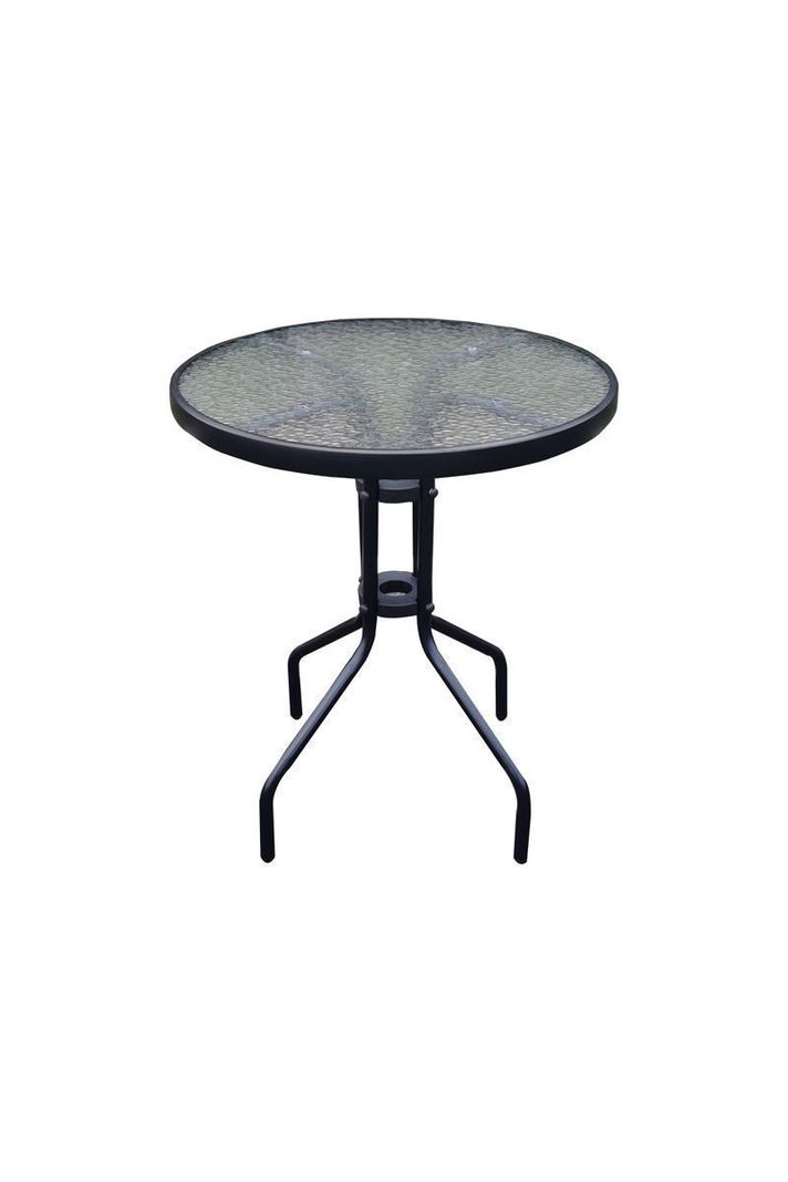Mesa de terraza de vidrio y acero 70x60 cm Negra-0