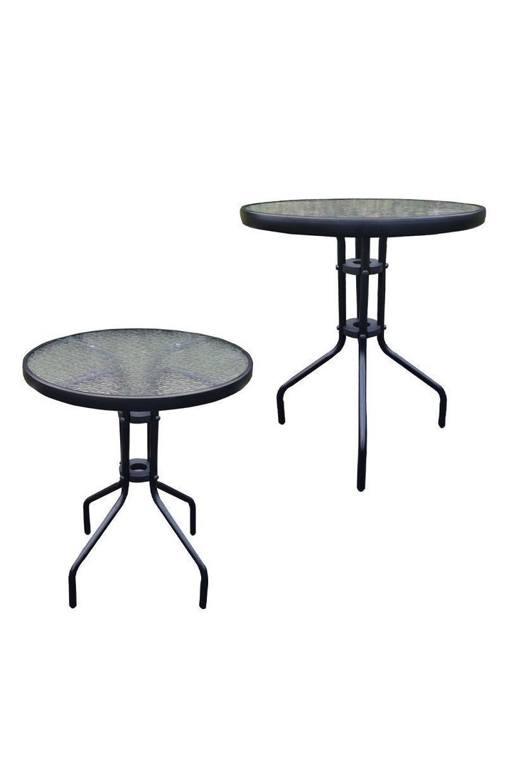 Mesa de terraza de vidrio y acero 70x60 cm Negra-3