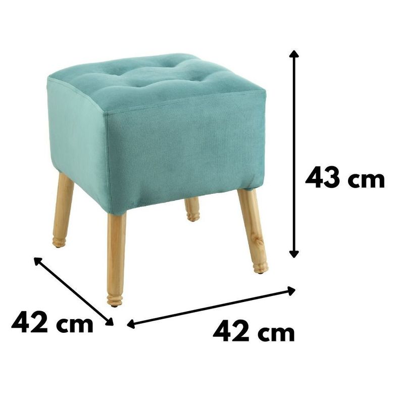 Pouf Alemania Turquesa Diseño Felpa 42x42x43 cm Máxima Design-3