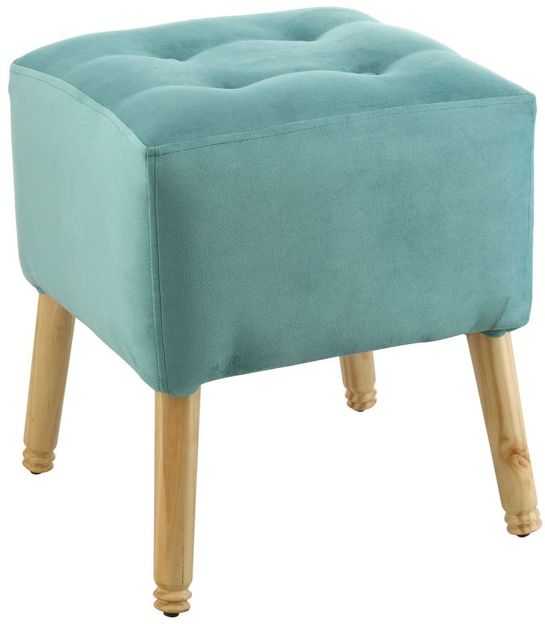 Pouf Alemania Turquesa Diseño Felpa 42x42x43 cm Máxima Design-1