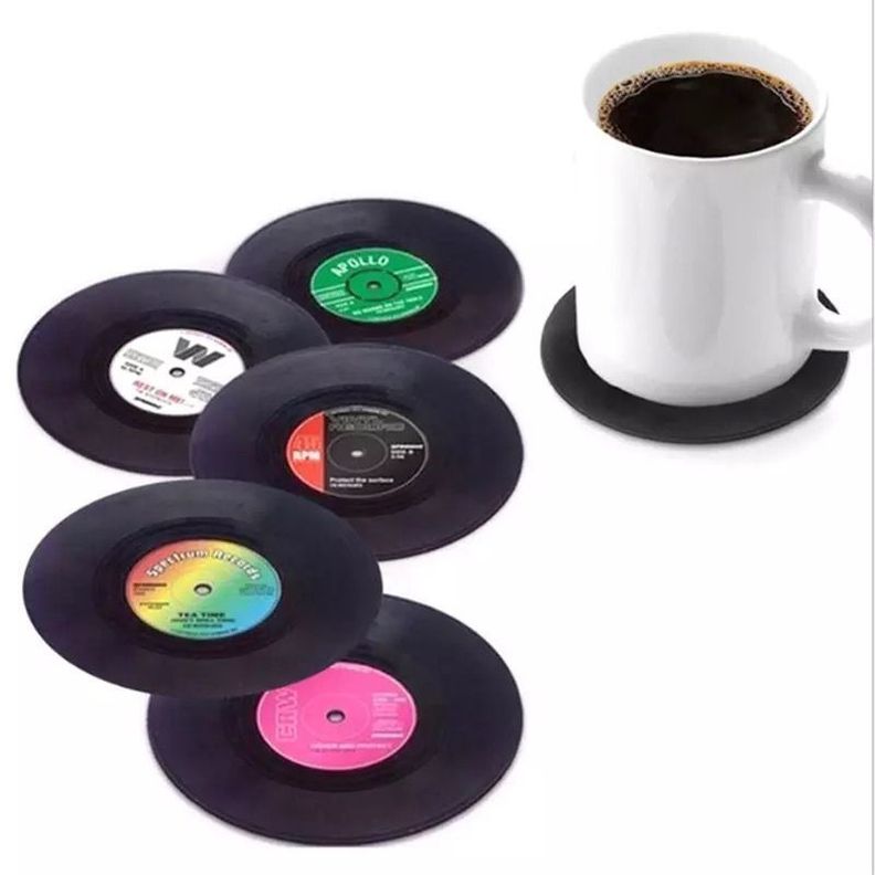 Posavasos Modernos y Entretenidos con Forma de Vinilo Pack 6 unidades-2