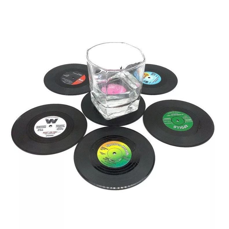 Posavasos Modernos y Entretenidos con Forma de Vinilo Pack 6 unidades-0