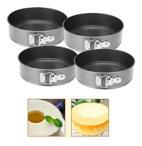 4 Molde Torta Moldes Queque Moldes Desmontables Mini Redondo -1