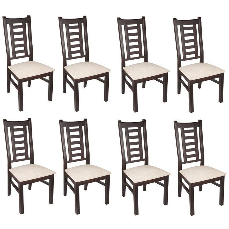 PACK 8 SILLAS PASCAL MADERA COLOR CHOCOLATE TAPIZ BEIGE JASPEADO-0
