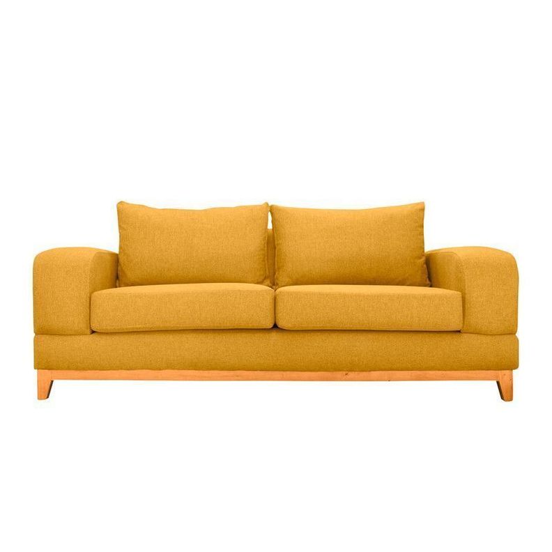 Sofa Basalto Chenille Tipo Lino Ambarino 3 Cuerpos Amarillo