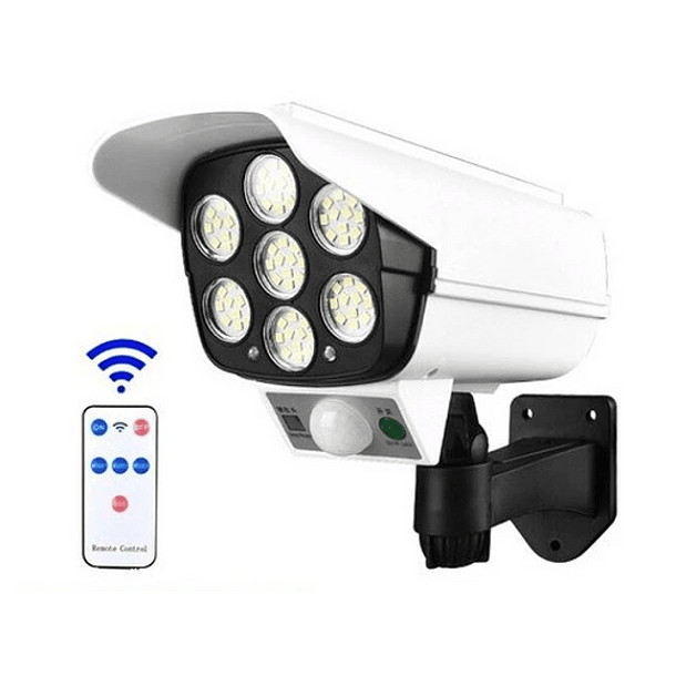 Foco Solar Estilo Cámara + Sensor De Movimiento + Control Remoto Blanco-0