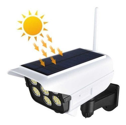 Foco Solar Estilo Cámara + Sensor De Movimiento + Control Remoto Blanco-1