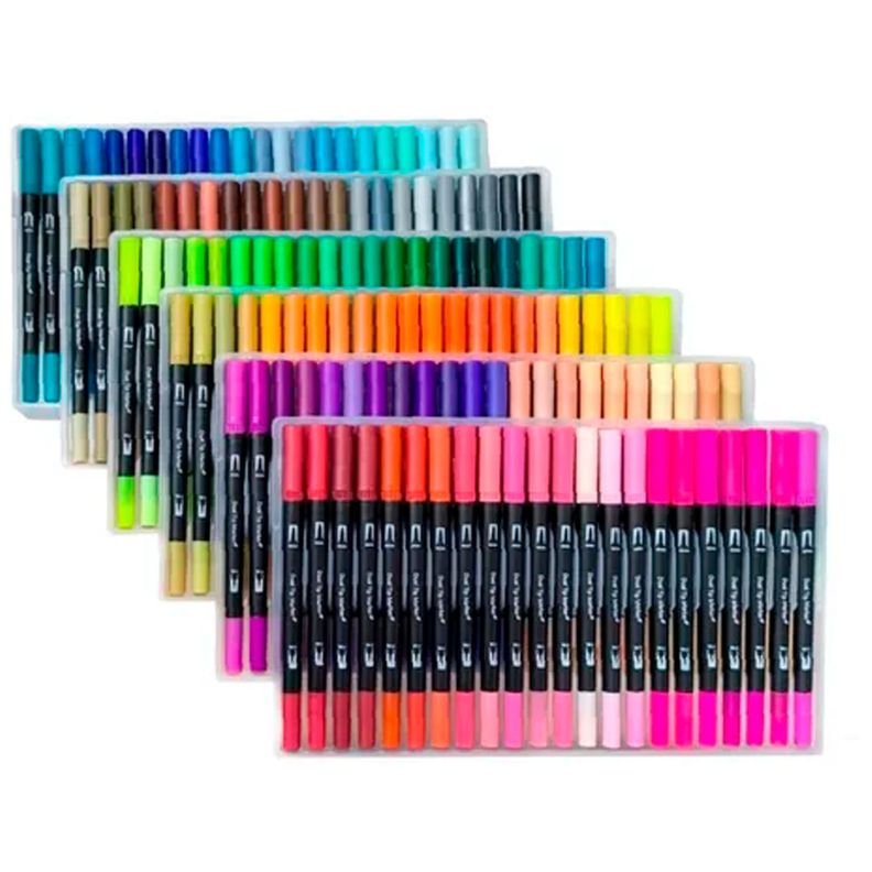 132 Marcadores De Doble Punta Tipo Pincel Colores Diseno 1