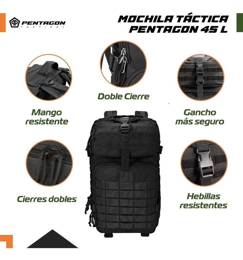 Mochila Tactica Militar Outdoor Pentagon 45L Impermeable-1