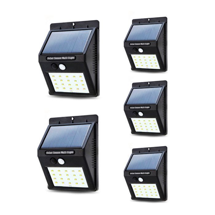 Pack 5 Focos Solar 20 Led Con sensor de Movimiento.-0