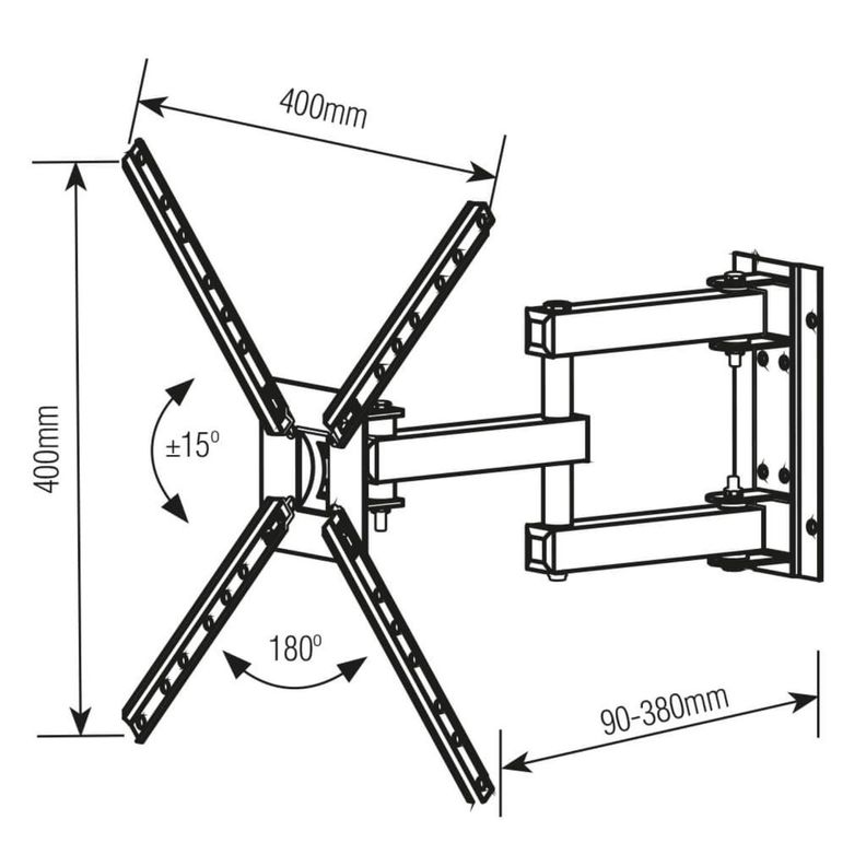 Soporte TV brazo de 33cm 10"a 55" 40kg Blanco sbrp140b-2