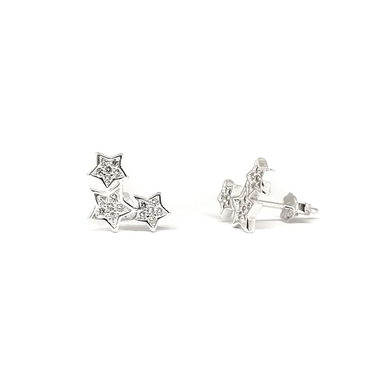 Aros Trepadores 3 Estrellas Circón Blanco Plata Fi-1