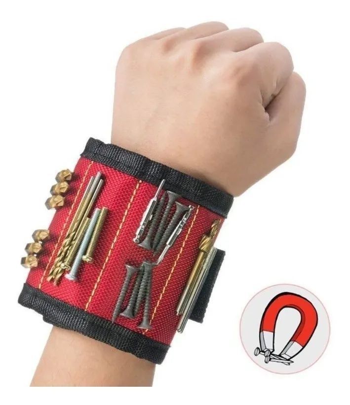 Pulsera Muñequera Magnética Sujeta Herramientas Tornillos-1