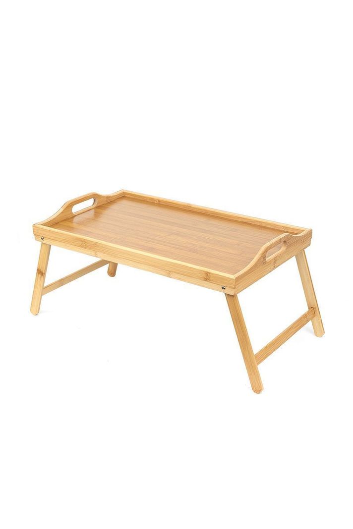 Mesa de Cama Desayuno Bandeja Plegable Beige-0