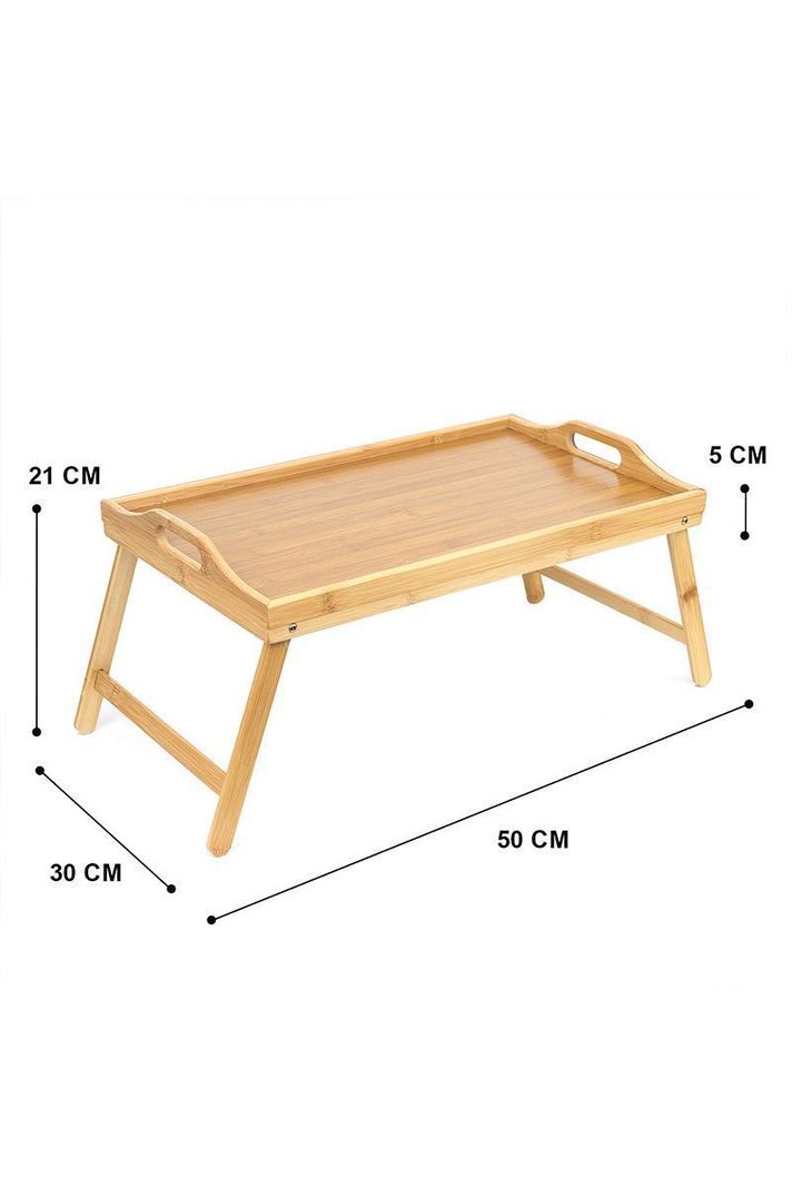 Mesa de Cama Desayuno Bandeja Plegable Beige-2