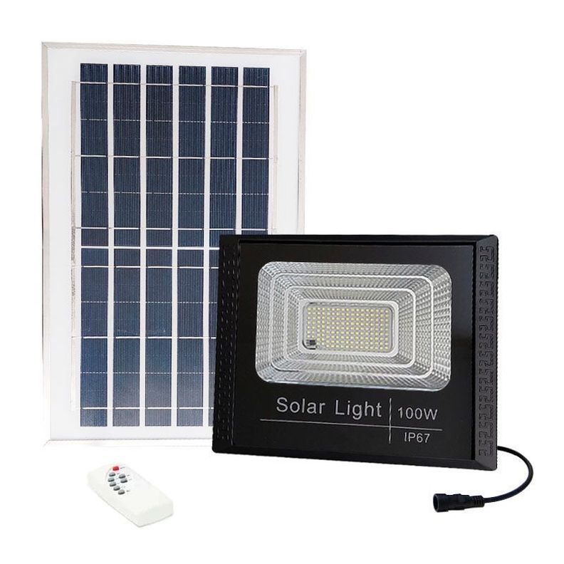Foco 100w Ip67 Panel Solar Exterior  Control-0