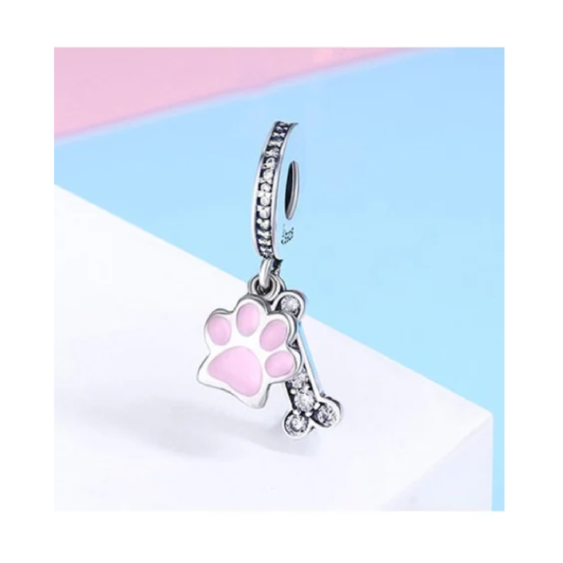 Charm Hueso y Huella de Perro en Plata Fina 925-3