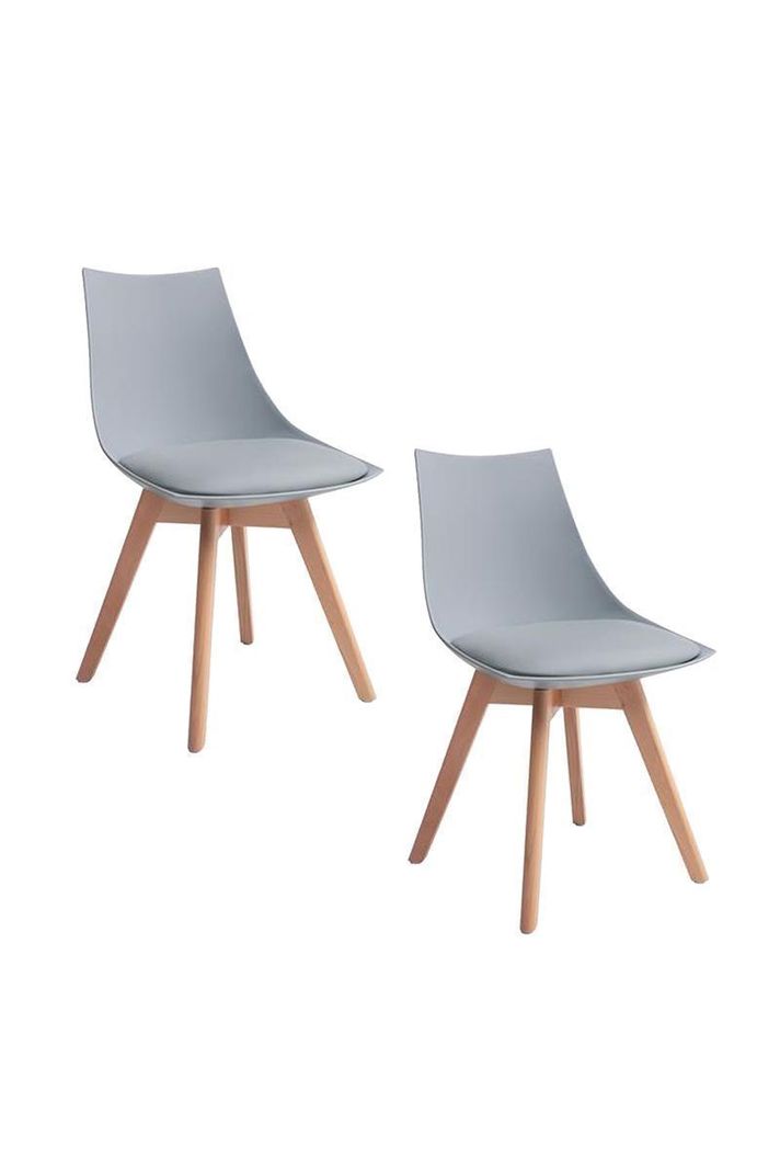 Pack 2 Silla Comedor con Patas de Madera Gris-0