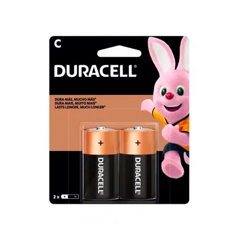 Pack X 2 Pilas C Duracell Alcalina Dura Hasta 10 Veces Mas-0