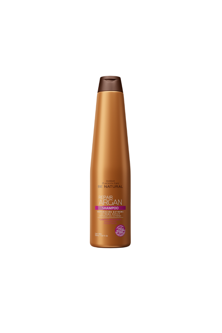 Shampoo Repair Argan, para cabellos maltratados,  Be Natural 350ml-0