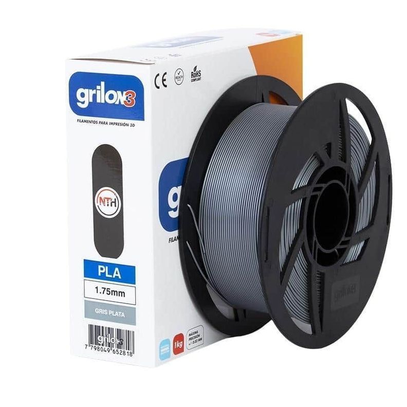 Filamentos Pla Grilon3 1kg 1.75mm Gris Plata-0