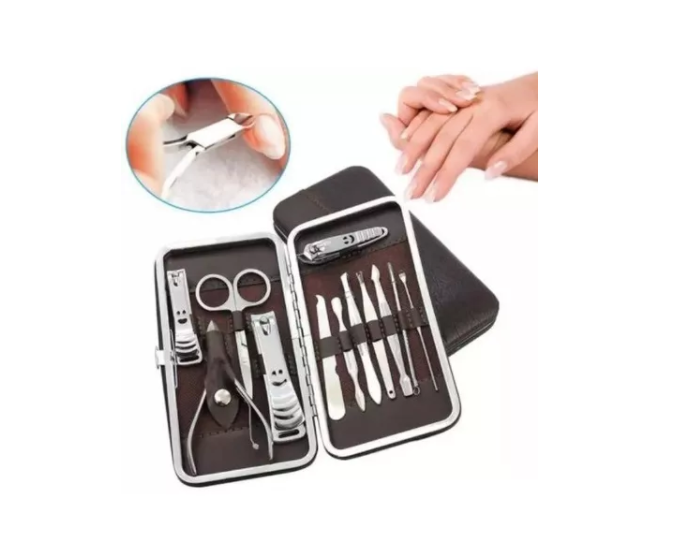 Estuche 12 Pcs Manicure Pedicure Acero Inoxidable-1