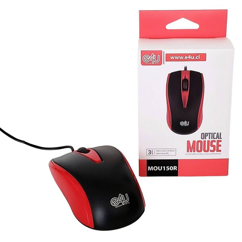 Mouse Con Cable USB - Rojo-0