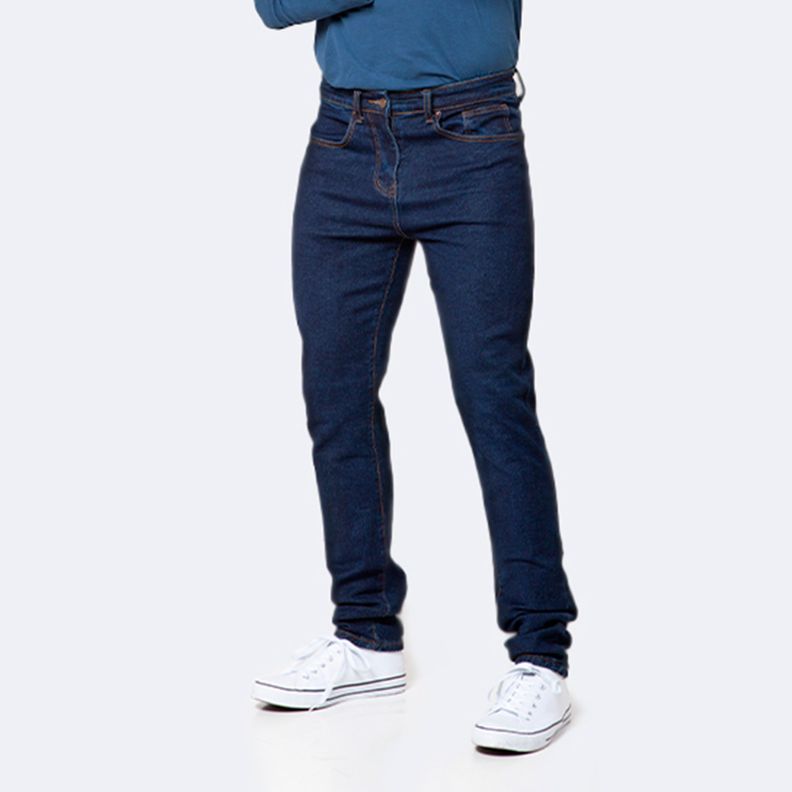 Jeans Hombre Slim Azul Oscuro Liso-0