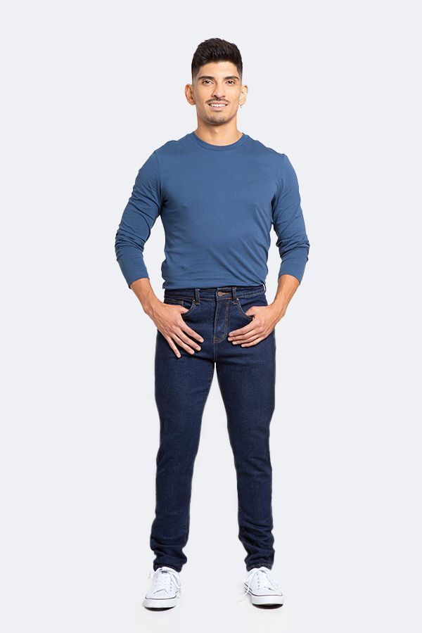 Jeans Hombre Slim Azul Oscuro Liso-1