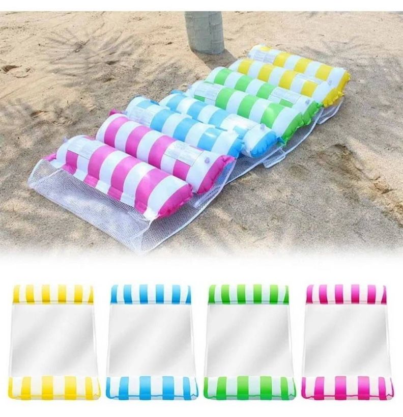 SILLA MALLA FLOTADOR INFLABLE RAYADO COLORES-1