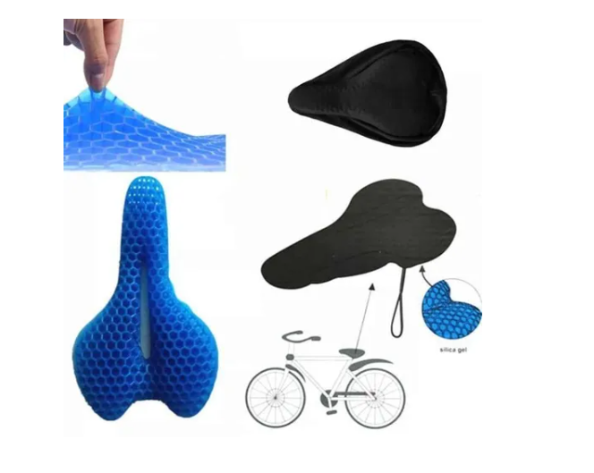 Cojín Flexible De Gel Asiento Para Bicicletas Con Funda-2
