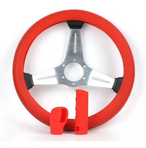 Kit Silicón Cubre Volante Pomo Y Freno De Mano Rojo-0