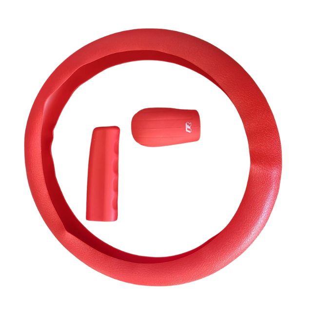 Kit Silicón Cubre Volante Pomo Y Freno De Mano Rojo-1